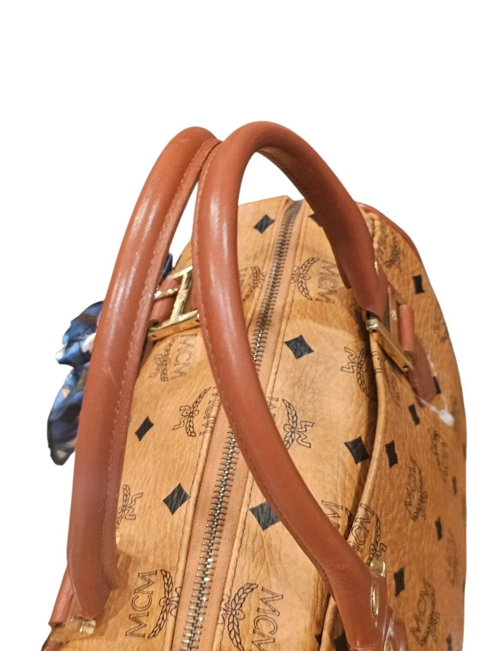 MCM Vintage Cognac Visetos Boston Bag